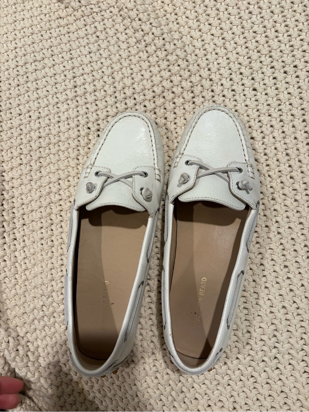 Veronica Beard designer White Leather Slip-On Moccasin Loafer